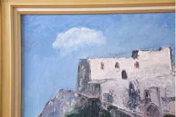 2001年 樋口善造作 岩城の町 油絵 100号程(油彩、額装)(R-047197)