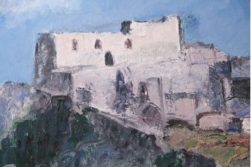 2001年 樋口善造作 岩城の町 油絵 100号程(油彩、額装)(R-047197)