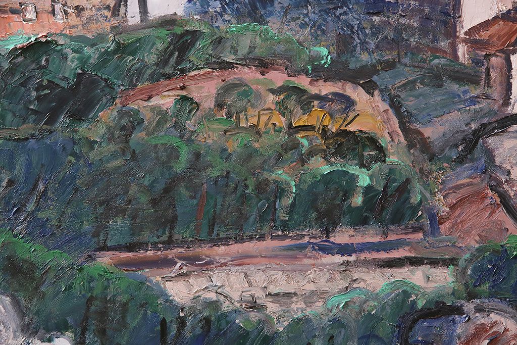 2001年 樋口善造作 岩城の町 油絵 100号程(油彩、額装)(R-047197)