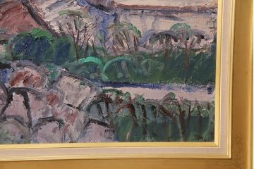 2001年 樋口善造作 岩城の町 油絵 100号程(油彩、額装)(R-047197)