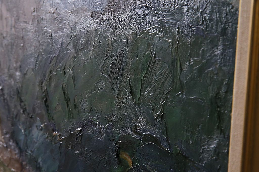 2001年 樋口善造作 岩城の町 油絵 100号程(油彩、額装)(R-047197)