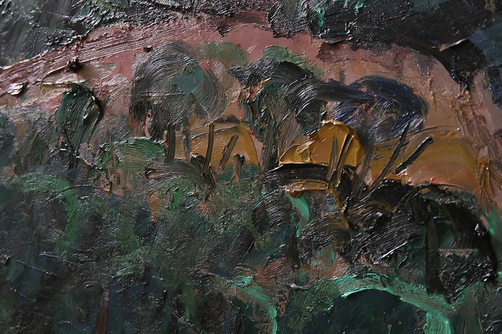 2001年 樋口善造作 岩城の町 油絵 100号程(油彩、額装)(R-047197)