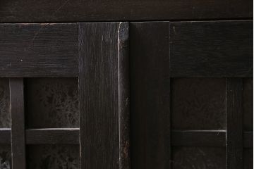 和製アンティーク　大正ロマン薫る結霜ガラスがおしゃれな本箱(ブックケース、収納棚、戸棚)(R-047198)