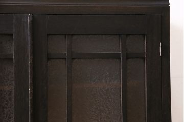 和製アンティーク　大正ロマン薫る結霜ガラスがおしゃれな本箱(ブックケース、収納棚、戸棚)(R-047198)