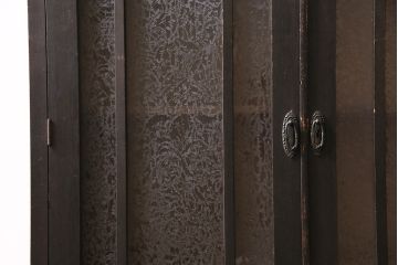 和製アンティーク　大正ロマン薫る結霜ガラスがおしゃれな本箱(ブックケース、収納棚、戸棚)(R-047198)