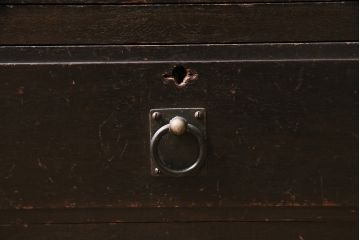 和製アンティーク　大正ロマン薫る結霜ガラスがおしゃれな本箱(ブックケース、収納棚、戸棚)(R-047198)