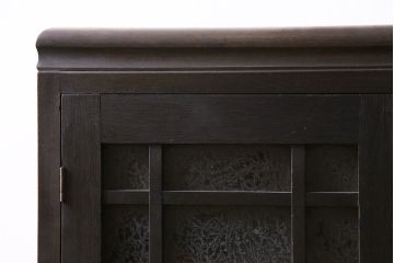 和製アンティーク　大正ロマン薫る結霜ガラスがおしゃれな本箱(ブックケース、収納棚、戸棚)(R-047198)
