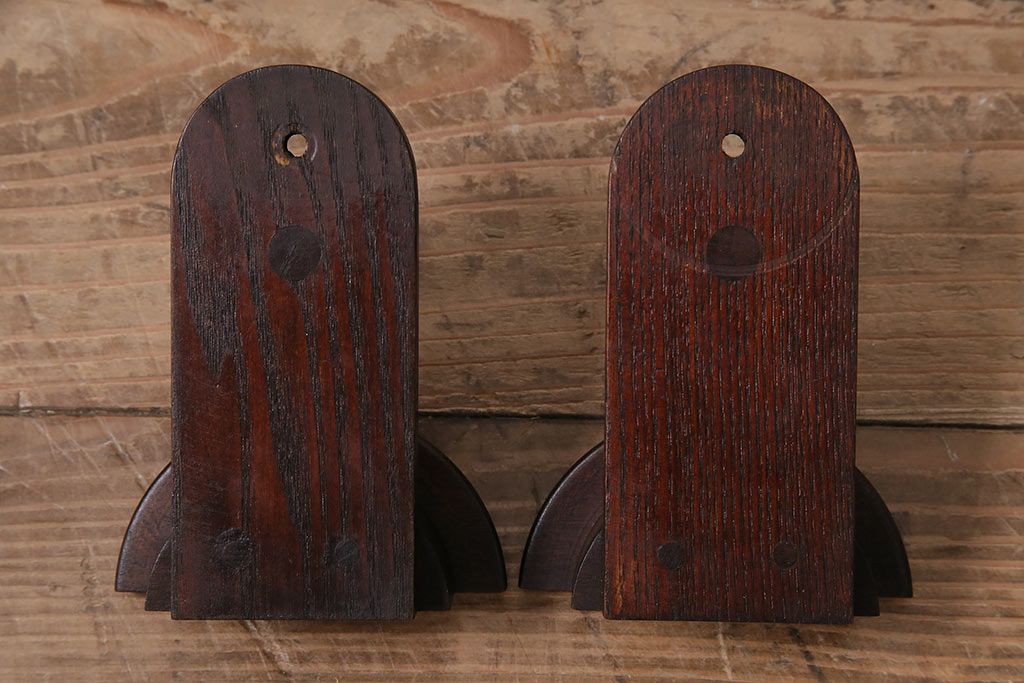 昭和レトロ　使いこまれた質感が味わい深いウォールハンガー2個セット(壁用フック)(R-047200)