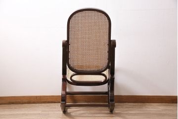 ヴィンテージ　オールドマルニ　maruni(マルニ木工)　絶版品　希少!曲木の脚がお洒落なロッキングチェア(アームチェア、揺り椅子、ビンテージ)(R-047203)