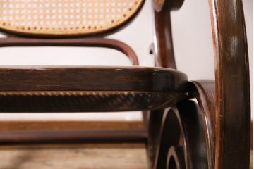 ヴィンテージ　オールドマルニ　maruni(マルニ木工)　絶版品　希少!曲木の脚がお洒落なロッキングチェア(アームチェア、揺り椅子、ビンテージ)(R-047203)