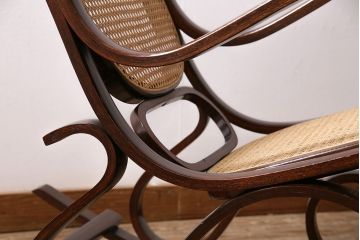 ヴィンテージ　オールドマルニ　maruni(マルニ木工)　絶版品　希少!曲木の脚がお洒落なロッキングチェア(アームチェア、揺り椅子、ビンテージ)(R-047203)