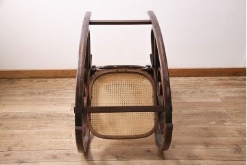 ヴィンテージ　オールドマルニ　maruni(マルニ木工)　絶版品　希少!曲木の脚がお洒落なロッキングチェア(アームチェア、揺り椅子、ビンテージ)(R-047203)