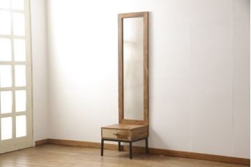 中古　海外輸入家具　縦長の鏡が印象的!アジアンテイストなデザインがお洒落な鏡台(鏡、ドレッサー)(R-047216)