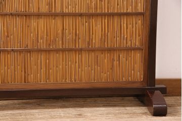 中古　民芸家具　高級品!見た目にも涼やかな桑材製の衝立(葦戸、よし戸、パーテーション)(R-047232)