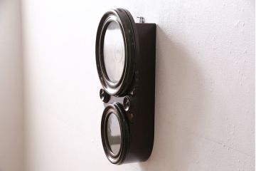 アンティーク時計　ホースマーク　マーブル模様の木目が味わい深い!四つ丸が特徴のゼンマイ式だるま時計(掛時計、柱時計、振り子時計)(R-047247)