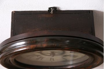 アンティーク時計　ホースマーク　マーブル模様の木目が味わい深い!四つ丸が特徴のゼンマイ式だるま時計(掛時計、柱時計、振り子時計)(R-047247)