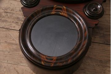 アンティーク時計　ホースマーク　マーブル模様の木目が味わい深い!四つ丸が特徴のゼンマイ式だるま時計(掛時計、柱時計、振り子時計)(R-047247)