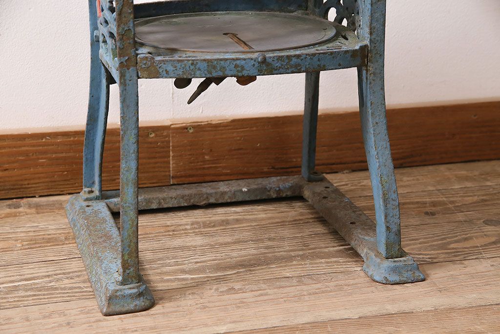 ジャンク品 アンティーク雑貨 帝農社製 T.N.ICE PLANER ミカド式 レトロで凝ったデザインが魅力的な手動式かき氷機(氷削機、手回し、ディスプレイ)(R-047251)