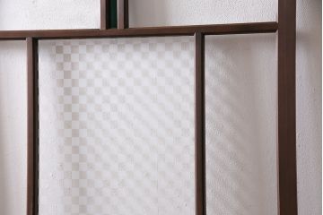 新古品　アンティーク建具　当店オリジナルガラス・市松模様　色ガラス・緑　空間のアクセントになるお洒落なガラス戸1枚(引き戸、建具)(R-047255)
