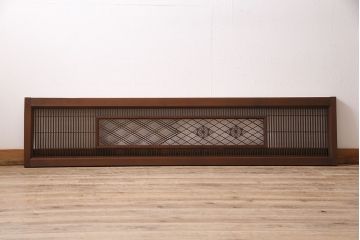 アンティーク建具　繊細に並んだ細い桟に組子が映える筬欄間(オサランマ、明り取り、建具)(R-047256)