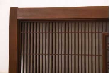 アンティーク建具　繊細に並んだ細い桟に組子が映える筬欄間(オサランマ、明り取り、建具)(R-047256)