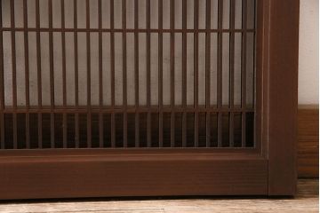 アンティーク建具　繊細に並んだ細い桟に組子が映える筬欄間(オサランマ、明り取り、建具)(R-047256)