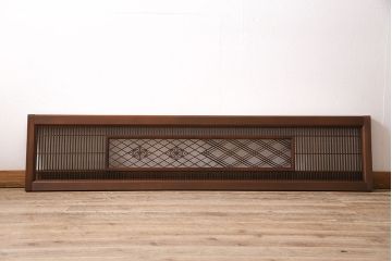 アンティーク建具　繊細に並んだ細い桟に組子が映える筬欄間(オサランマ、明り取り、建具)(R-047256)