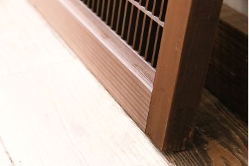 アンティーク建具　繊細に並んだ細い桟に組子が映える筬欄間(オサランマ、明り取り、建具)(R-047256)