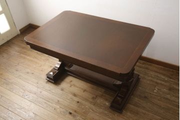 イギリスアンティーク　オーク材　バルボスレッグが存在感を高める大振りのドローリーフテーブル(エクステンションテーブル、ダイニングテーブル)(R-047265)