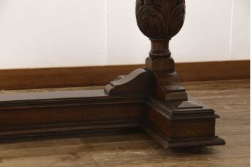 イギリスアンティーク　オーク材　バルボスレッグが存在感を高める大振りのドローリーフテーブル(エクステンションテーブル、ダイニングテーブル)(R-047265)