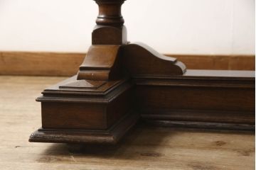 イギリスアンティーク　オーク材　バルボスレッグが存在感を高める大振りのドローリーフテーブル(エクステンションテーブル、ダイニングテーブル)(R-047265)