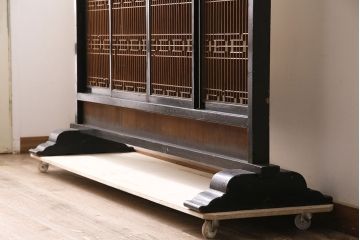 和製アンティーク　上質な空間を演出する、美しい組子入りの大型衝立(仕切り、パーテーション、組子)(R-047267)