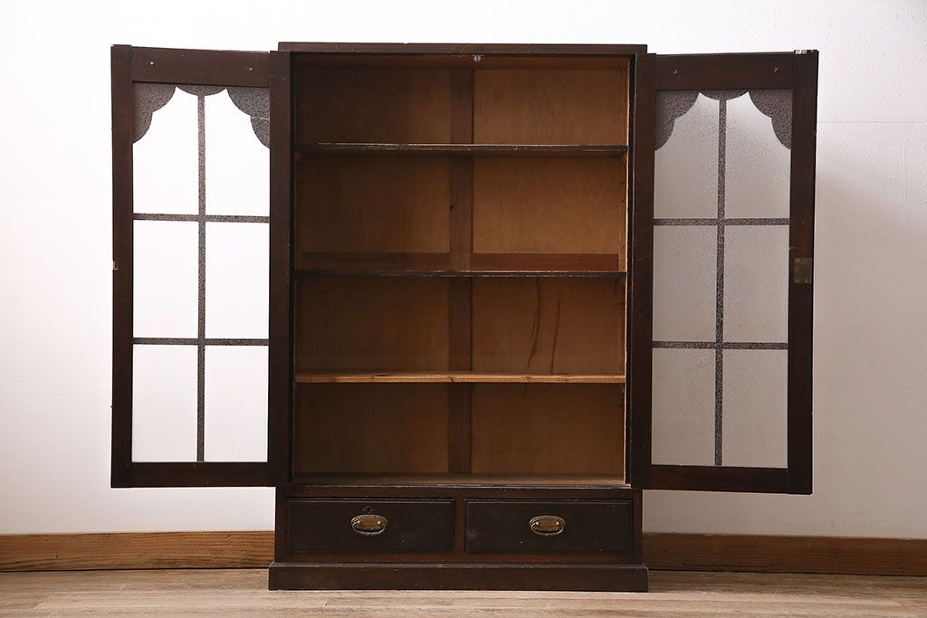 和製アンティーク　大正ロマンな雰囲気漂う上手物の本箱(ブックケース、収納棚、戸棚)(R-047268)