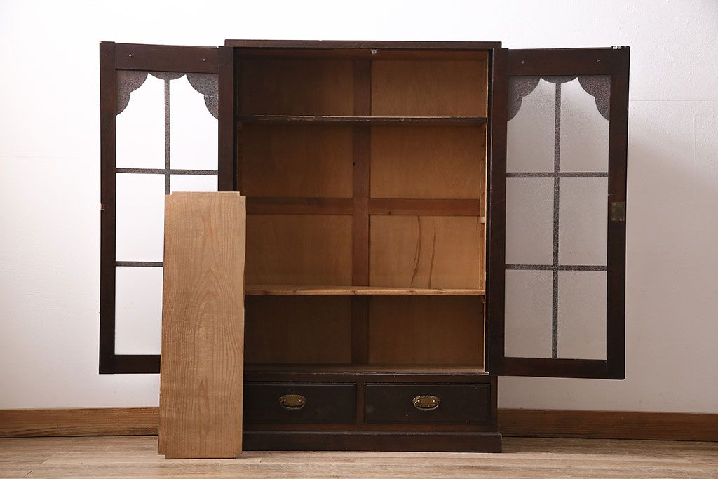 和製アンティーク　大正ロマンな雰囲気漂う上手物の本箱(ブックケース、収納棚、戸棚)(R-047268)