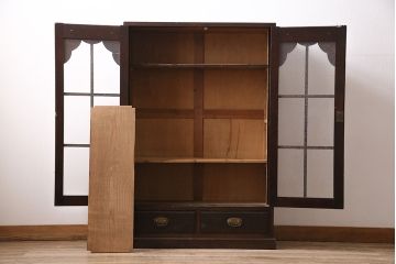 和製アンティーク　大正ロマンな雰囲気漂う上手物の本箱(ブックケース、収納棚、戸棚)(R-047268)