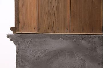 アンティーク　大正期　ストリップド(剥離)　栗材製　品格のある佇まいが魅力的な特大ガラスケース(飾り棚、ショーケース、陳列棚)(R-047269)