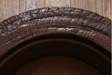 アンティーク雑貨　総ケヤキ材　経年による独特の風合いがお楽しみいただけるくり貫き火鉢(くりぬき火鉢、鉢カバー)(R-047270)