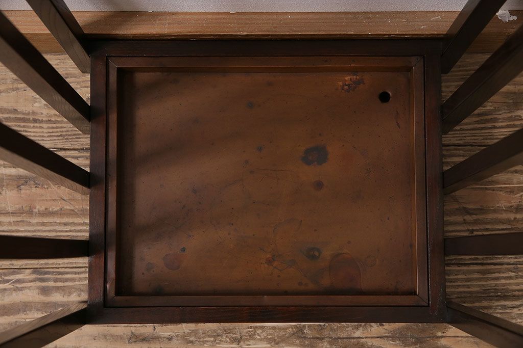 和製アンティーク　玄関をお洒落に飾る、モダンデザインの総桑材製傘立て(カサ立て、スタンド)(R-047272)