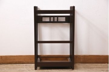 和製アンティーク　玄関をお洒落に飾る、モダンデザインの総桑材製傘立て(カサ立て、スタンド)(R-047272)