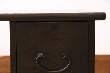 和製アンティーク　深さの違う引き出しが3杯付いた、総栗材製の文机(座卓、両袖机、ローテーブル、センターテーブル)(R-047273)