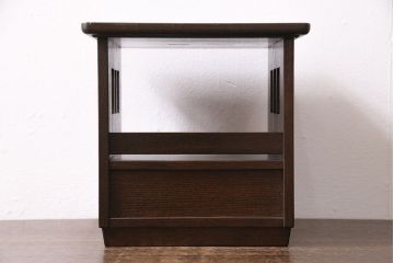 和製ヴィンテージ　総桑材製　和モダン空間におすすめ!指物家具の引き出し付き飾り棚(引き出し、棚、ビンテージ)(R-047274)