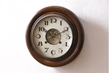 アンティーク時計　8DAY CLOCK　お洒落なディスプレイとして活躍してくれる赤菱式改良掛時計(柱時計、壁掛け時計、ディスプレイ時計)(R-047277)