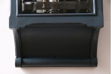 アンティーク時計　戦前　精工舎(セイコー、SEIKOSHA)　当店でネイビーのペイントを施した、筋ガラスがお洒落な掛時計(掛け時計、古時計)(R-047279)