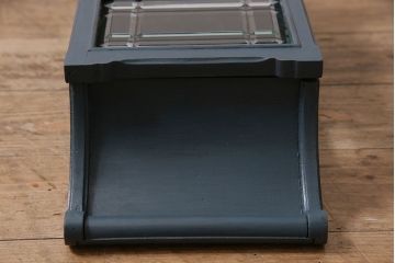 アンティーク時計　戦前　精工舎(セイコー、SEIKOSHA)　当店でネイビーのペイントを施した、筋ガラスがお洒落な掛時計(掛け時計、古時計)(R-047279)