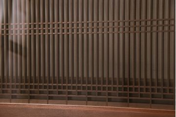 アンティーク建具　シンプルでモダンな意匠の筬欄間(オサランマ、明り取り、建具)(R-047280)