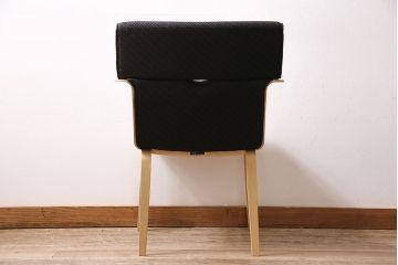 中古　富士ファニチア(富士ファニチュア、フジファニチュア、FUJI FURNITURE、富士ファニチャー)布Aタイプ　アームのシルエットが素敵なオーク材製アームチェア(定価約6万5千円)(ダイニングチェア、椅子)(R-047281)