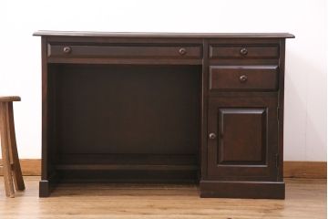 中古　 北海道民芸家具　421　シックな雰囲気が魅力の樺材製片袖デスク(机、在宅ワーク、在宅用ワークデスク、学習机)(定価約15万円)(R-047288)