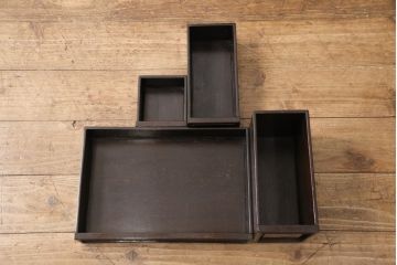 和製アンティーク　時代物!カリン材の鳥眼杢や漆塗りなど凝ったつくりが魅力的な、工芸家具の鏡台(鏡、ドレッサー、花梨材)(R-047295)