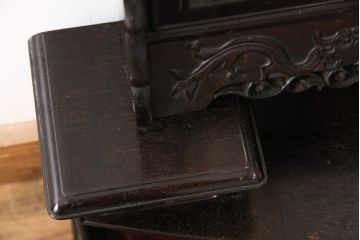 和製アンティーク　時代物!カリン材の鳥眼杢や漆塗りなど凝ったつくりが魅力的な、工芸家具の鏡台(鏡、ドレッサー、花梨材)(R-047295)