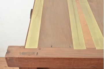 和製アンティーク　ヒノキ材　和モダンな空間作りに!横桟が上品な収納箪笥(水屋箪笥、サイドボード)(R-047299)